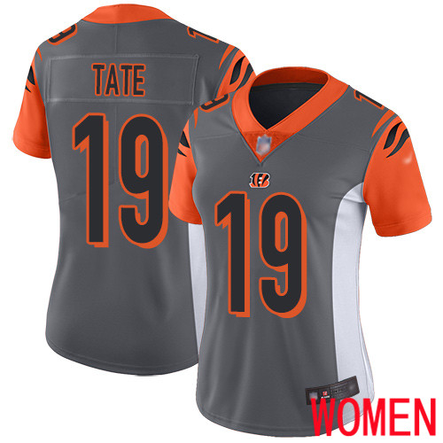 Cincinnati Bengals Limited Silver Women Auden Tate Jersey NFL Footballl #19 Inverted Legend->women nfl jersey->Women Jersey